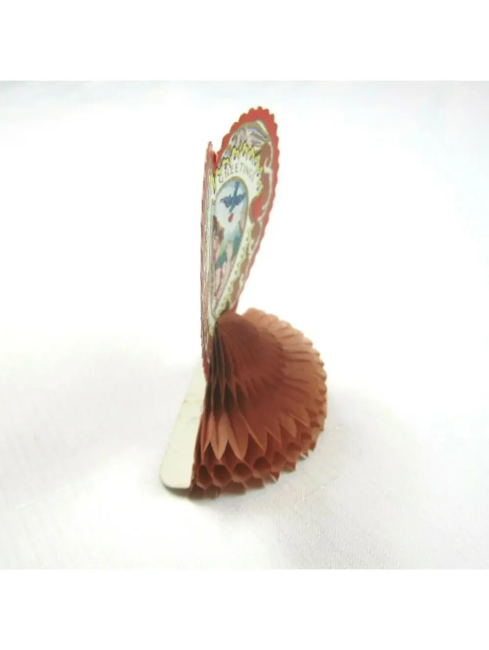 Vintage Valentine Beistle Honeycomb Stand Up Heart Girl & Blue Bird USA 1920-30s